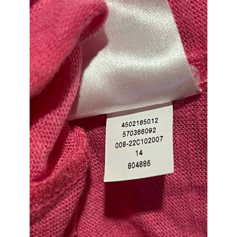 Chico's Shirt 100% Linen Short Sleeve V Neck Pink Gold Sparkle Sz XXL Preppy - Picture 6 of 7